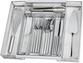 Silverware Organizer Metal Mesh, Drawer Organizer, Utensil Cutlery Tray Expandable Flatware Organizer with 7 Compartment Silver 9.4"~17.3" x 13.7"