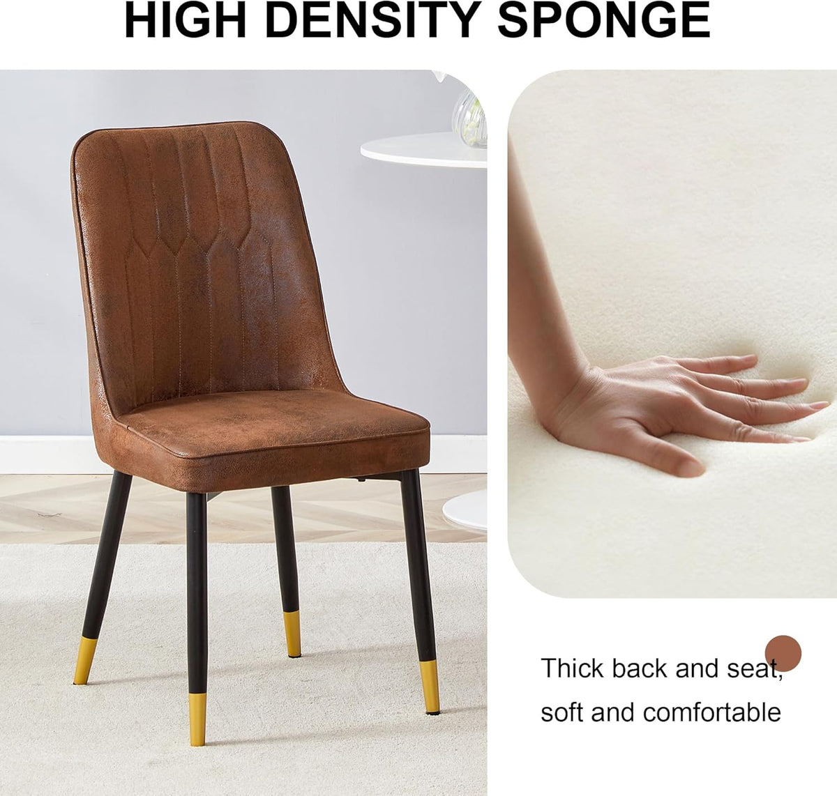 Dining Chairs Set of 8，Modern Dining Chairs, Equipped with Suede Nap Backrest Cushions and Metal Legs, Suitable for Restaurants, Kitchens, and Dining Room Chairs