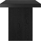 Henn&Hart 22" Fluted Modern Wooden Square End Table, Ribbed Side Table, Nightstand for Living Room, Office, Family Room, or Bedroom, Natural Black