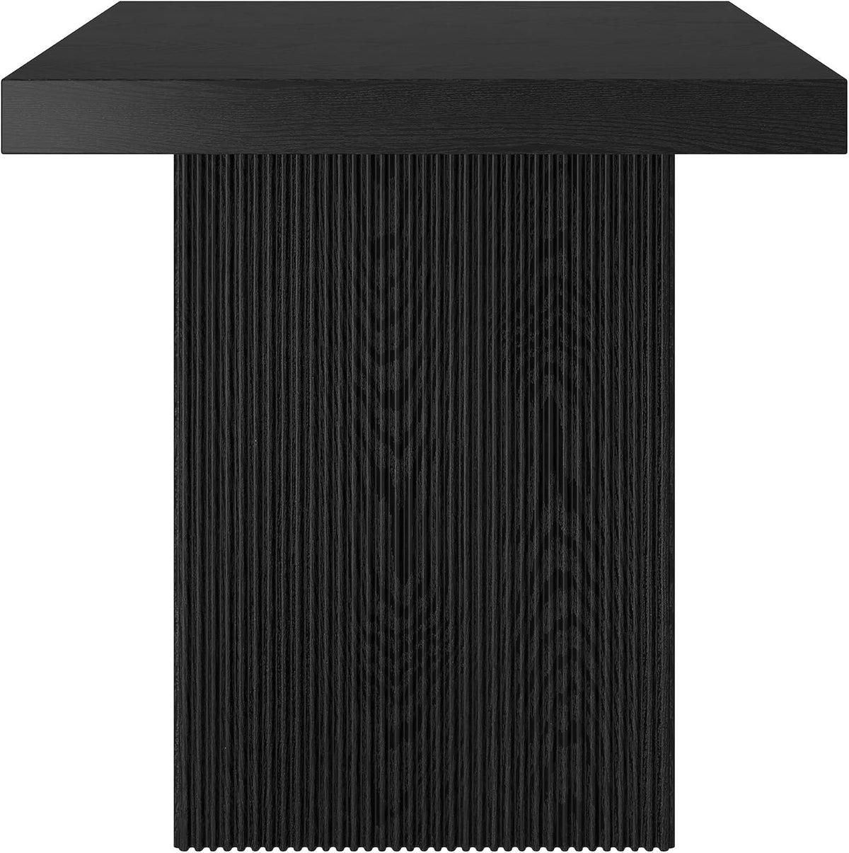 Henn&Hart 22" Fluted Modern Wooden Square End Table, Ribbed Side Table, Nightstand for Living Room, Office, Family Room, or Bedroom, Natural Black