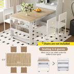 Spaco 2-in-1 Folding Dining Table and Buffet Cabinet Set,Compact Pull-Out Kitchen Table with Wheels,Storage Shelf and Side Hooks,Multifunctional Cupboard for Small Place (White & Oak)
