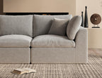 ohllob 110" Cloud Sectional Couches for Living Room, L-Shape Couch with Ottoman, 3 Seater Modular Sectional Sofa, Light Grey