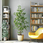 Artificial Ficus Tree Indoor 5ft, Large Potted Faux Tree with Realistic Silk Leaves & Trunk for Home Office, Living Room Corner Decor