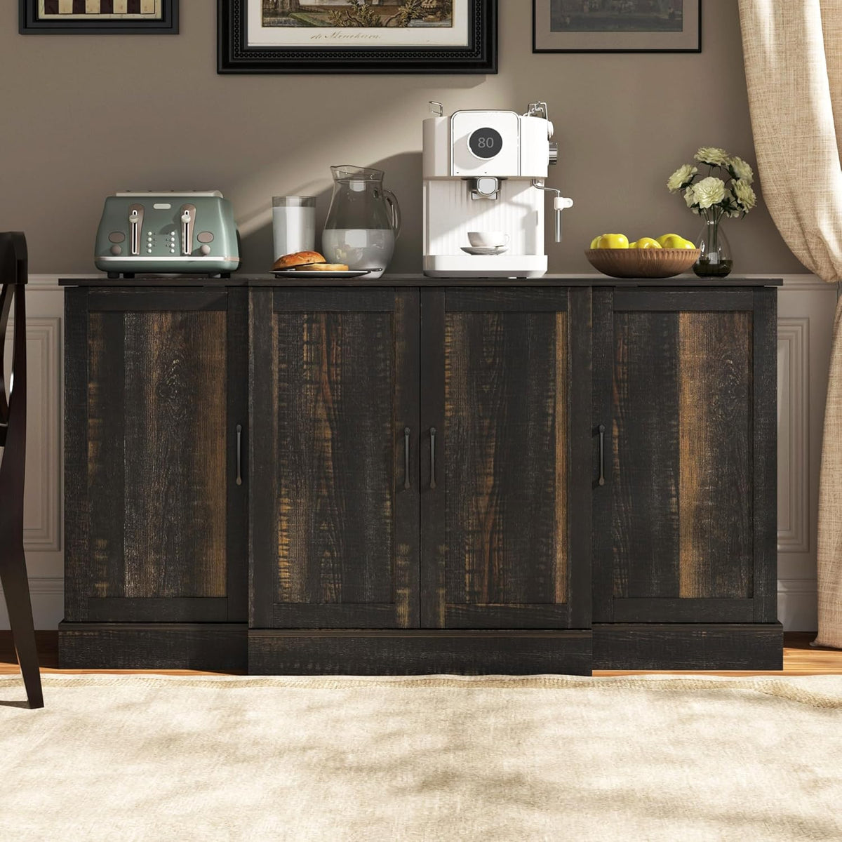 Buffet Cabinet with Storage,59" Large Farmhouse Sideboard Buffet Cabinet with Doors,Kitchen Buffet Storage Cabinet with Adjustable Shelves,Bar Station Table for Kitchen,Dining Room,Living Room