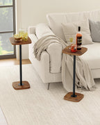 CHOEZON Small Drink Table, Square Side Table for Small Spaces, Martini Table with Pedestal, for Living Room, Bedroom, Rustic Brown and Black TBZ24BF