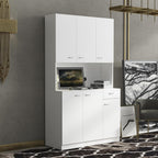 70.87" Tall Kitchen Pantry Storage Cabinet, Freestanding Wood Hutch with 6 Doors, 1 Drawer, with Countertop,Microwave Stand & Food Cupboard, Coffee Bar Organizer for Dining Room,White