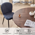 Dining Chairs Set of 4, Upholstered Chenille Fabric Kitchen Chairs with Wingback and Metal Legs, Elegant Tufted Accent Chair Vanity Chair for Dinner Bedroom Living Room, Blue