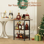 Bar Cart, Mobile 3-Tier Serving Cart with Lockable Wheels, Freestanding Wine Rack & Liquor Cabinet for Kitchen, Dining Room, Home Bar in Black