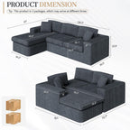 Vongrasig 105" Couches for Living Room,Sectional Couches Modular Sofa with L-Shaped Chaise, Memory Foam Comfy Cloud Couch with Plush Corduroy Fabric, No Assembly Required, (Dark Grey)