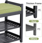 PETKABOO Shoe Rack Bench with Storage 27.6 in, Black Shoe Storage Bench with Cushion for Entryway, Hallway, Bedroom, Living Room