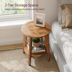Simple Trending Round Side Table, Small End Table, Nightstand Bedside Table with Tapered Legs, for Living Room, Rustic Walnut