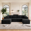 118" U-Shaped Sectional Couches for Living Room - Black | Modular Sectional Sofa with Chaise and Ottoman, High-Density 30D Memory Foam Cloud Couch, No-Assembly (Left Facing Chaise)