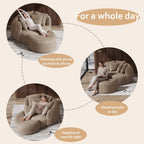 50.5" W x 67" D Oversized Chaise Lounge Chair with Ottoman,Light Camel | 38D Sponge,Round Reading Chair Luxury Plush Cloud Circle Sleeper for Living Room Bedroom, 5 Pillows,Corduroy
