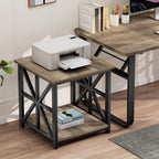 GreenForest End Table with 2-Tier Storage Shelf, 19.7 inch Side Table for Living Room, Modern Nightstand Bedside Table for Bedroom Office, Grey Wash