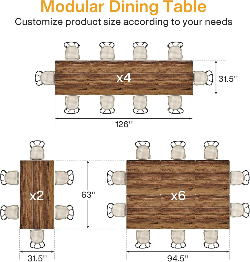 Tribesigns Square Commercial Dining Table Set of 6, 31.5" Heavy Duty Dinner Table with Metal Base, Wooden Kitchen Table for Restaurant, Cafe, Bakery, School, Apartment (Chairs are not Included)