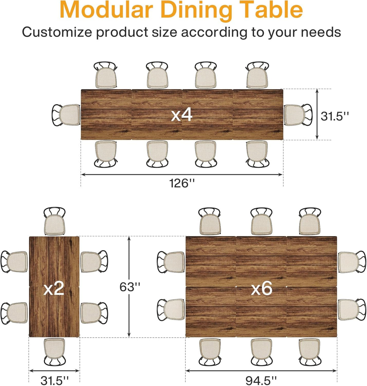Tribesigns Square Commercial Dining Table Set of 6, 31.5" Heavy Duty Dinner Table with Metal Base, Wooden Kitchen Table for Restaurant, Cafe, Bakery, School, Apartment (Chairs are not Included)