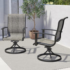 Grand Patio Outdoor Swivel Dining Chairs Set of 2, 360 Degree Mesh Sling Rocker Sets for Deck, Garden Backyard, Mixed Coffee