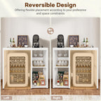 Homieasy Mini Fridge Cabinet with Power Outlet, Coffee Bar Cabinet, White | Mini Fridge Space, Industrial Liquor Cabinet with Wine Storage & Glass Holder for Dorm, Living Room, Home Kitchen