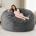 Homguava 6FT Bean Bag Chairs for Adults,Giant Adult Bean Bag Chair,BeanBag | Large Beanbag Chair with Foam Filled,Bean Bag Sofa with Handle&Pocket,Washable Velvet Cover Bedroom,Living Room-Grey