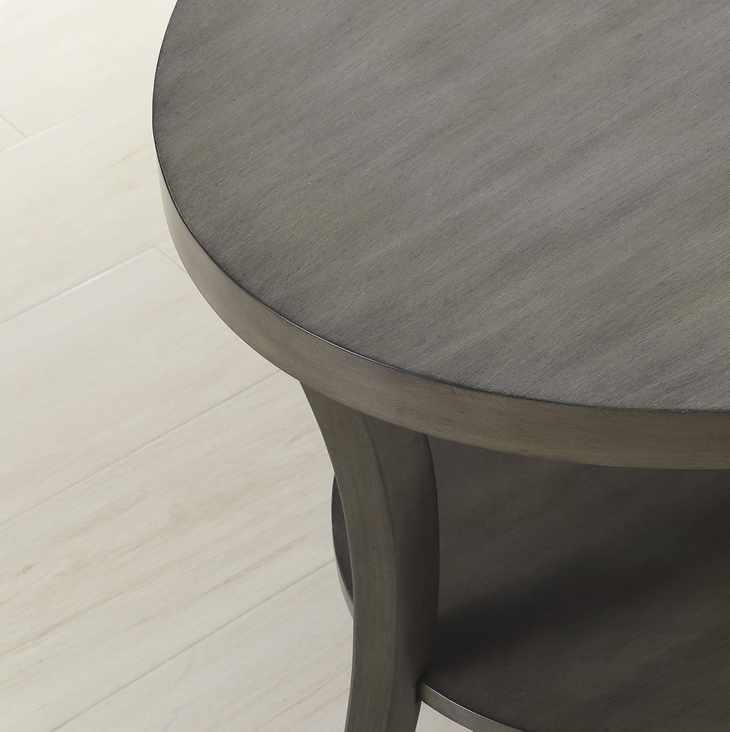 Roundhill Furniture Perth Contemporary Oval Shelf End Table, Gray