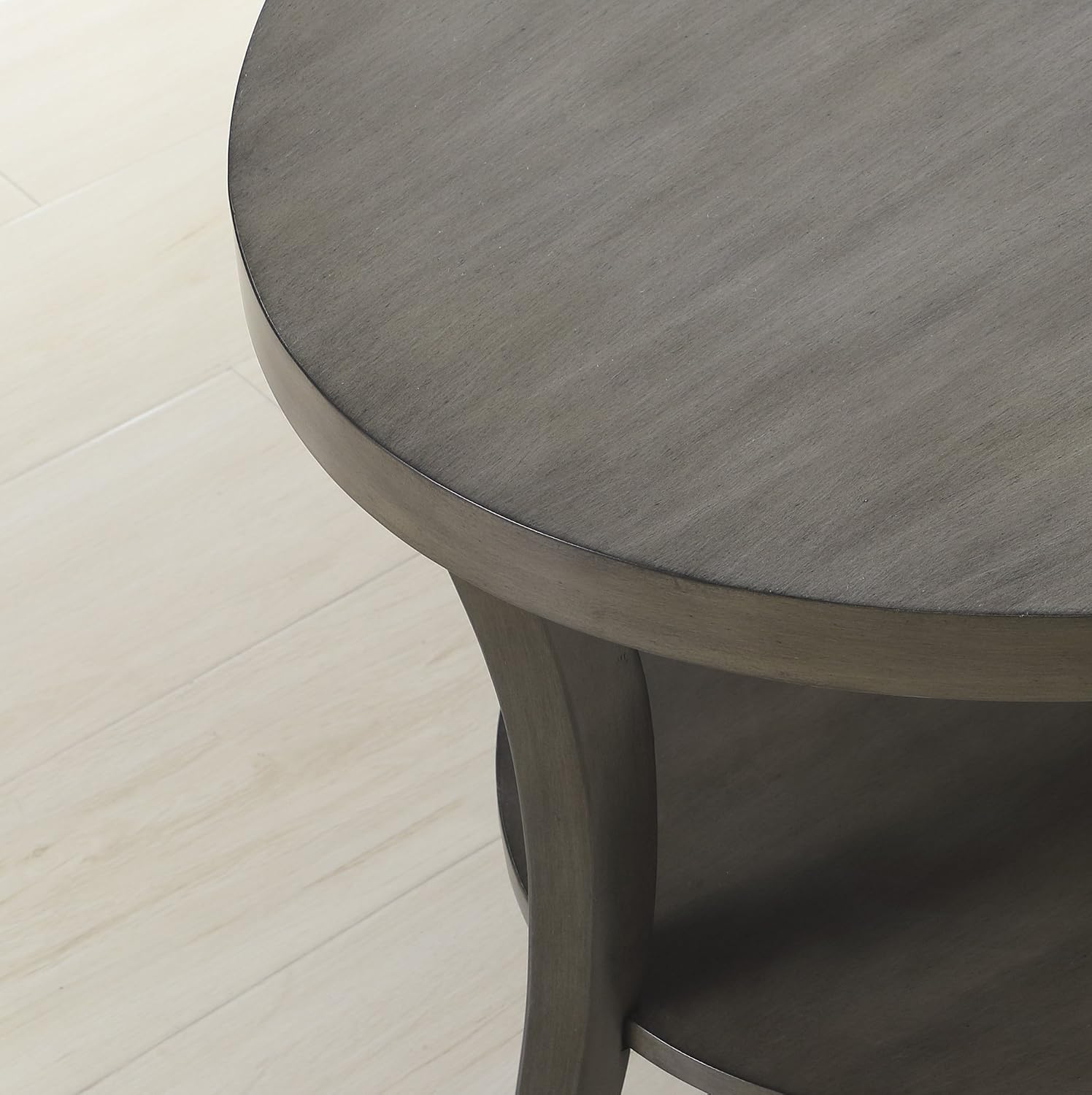 Roundhill Furniture Perth Contemporary Oval Shelf End Table, Gray