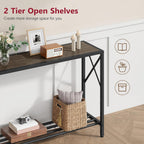 Tajsoon Industrial Console Table 41.8", 2 Tier Entryway Table with Storage Shelves, Narrow Sofa Table with Stable X-Frame, for Living Room, Hallway, Foyer, Office, Dark Grey