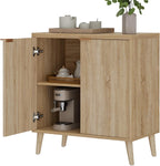 Homleke Buffet Cabinet with Storage, Modern Fluted Accent Sideboard with Doors & Adjustable Shelf, Buffet Table Entryway Cabinets for Living Room, Kitchen, Dining Room, Hallway, Natural