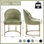 Velvet Dining Chairs Set of 2, Upholstered Dining Room Chairs with Silver Metal Legs, Modern Kitchen Side Chairs Reading Chair (Light Green+Golden, Set of 2)