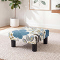 Joveco Small Foot Rest Stool Ottoman, Square Upholstered Fabric Footstool for Couch, Under Desk, Office, Living Room, Blue Floral