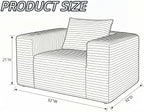 Mini Single Sofa Chair, Corduroy Cloud Couch with Pillow & Wide Armrests, High-Density Foam Reading Lounge for Living Room & Bedroom – No Assembly Required, Black
