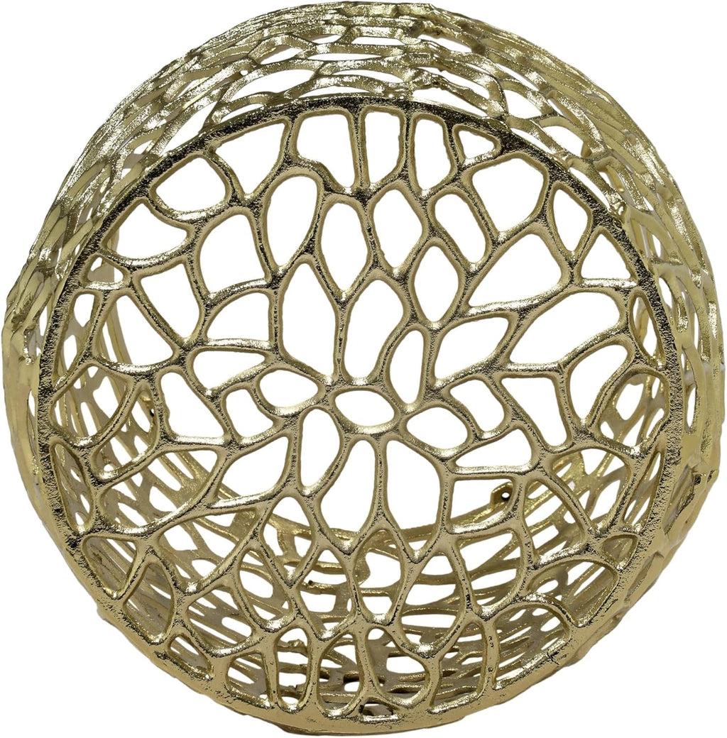 GDFStudio 20.5" H Drum-Shaped End Table Aluminium Round Side Table Small Sofa Coffee Side Tables with Open Mesh Design No Assembly Needed for Living Room Bedroom Balcony Office, Gold