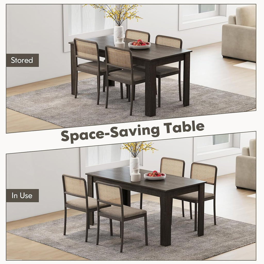63“ Large Dining Table for 4-6 People, Rectangular Dining Room Table, Wooden Kitchen Table with L-Shaped Legs, Modern Farmhouse Dinette Table for Restaurant, Living Room, Family