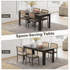 63“ Large Dining Table for 4-6 People, Rectangular Dining Room Table, Wooden Kitchen Table with L-Shaped Legs, Modern Farmhouse Dinette Table for Restaurant, Living Room, Family
