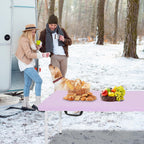 4 FT Folding Table with Carry Handle, Portable Fold-in-Half Plastic Table, Rectangle Foldable Table for Indoor/Outdoor Light Purple