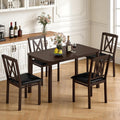 Giantex 5-Piece Dining Table Set for 4, 47" Rectangular Kitchen Table & 4 Chairs with Rubber Wood Legs, Upholstered Seat, Space-Saving Dinette Set for Small Spaces, Living Room, Apartment, Restaurant