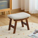 Foot Stool,Under Desk Foot Rest Ottoman, Washable Stool for Office, Living Room, Bedroom (Brown Legs-Beige Stool Seat)