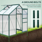Outsunny 6' x 4' Greenhouse for Outdoors, Polycarbonate Greenhouse with Rain Gutter and Roof Vent, Aluminum Walk-in Green Houses for Outside for Patio Backyard Garden, Dark Green