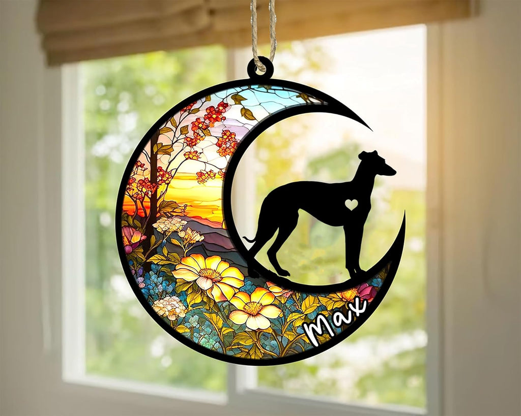 Personalized Dog Memorial, Custom Name Whippet Dog Christmas Ornament with Name, Custom Breeds, Pet Loss Light Catcher, Gifts for Lovers Loss of Pet Sympathy on Mothers Day Christmas