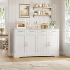 HOSTACK 60" W Sideboard Buffet Cabinet with Storage, Kitchen Cabinet, White