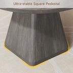 ONBRILL 47 Inch Round Dining Table for 4-6,Square Pedestal Base,Grey | Circle Kitchen Table with Thickened Tabletop, Modern Dining Room Tables, Dinner Tables for Kitchen Small Space (Table Only)