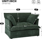 ERYE 47" Chenille Upholstered Accent Chair Wide Seat Armchair for Living Room Bedroom, Modern Upholstered Armchair W/ 2 Pillows and USB-C Ports for Home Apartment Office