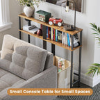 Asgolion Narrow Console Table, 15.7" Small Entryway Table, 2-Tier | Sofa Table with Storage, Skinny Console Tables for Entryway, Hallway, Bedroom, Living Room, Foyer, Rustic Brown