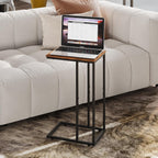 WLIVE C Shaped End Table, Small Side Table for Couch, Sofa, TV Tray C Table for Living Room, Bedroom, Home Office, Small Spaces, Rustic Brown