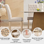 adochr Dining Chairs Set of 2, Linen Armless Parsons Chairs,Beige | Wooden Legs&Tufted Buttons, Upholstered Dining Room Chair for Kitchen/Dining/Living Room