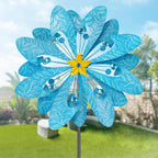 Solar Wind Spinner Retro Spinner, Waterproof Outdoor Metal Wind Sculpture for Patio, Lawn & Garden Decor (Large)