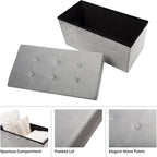 Storage Ottoman - Velvet Tufted Footrest, Linen Chest, or Bench Organizer with Removable Lid for Bedroom, Dorm Room, or Entryway by Lavish Home (Gray)