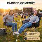 Oversized Heavy Duty Camping Chair for Adults, 500 lbs Capacity Padded Folding Chair with Side Cooler Bag, Cup Holder & Storage Pockets, Portable Lawn Chair for Fishing, Beach, Picnic & Sports-2PCS