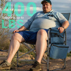 Overmont Folding Camping Chair with Side Table, Cooler Bag, 400 lb Capacity | Oversized Directors Chair for Lawn, Beach, Picnics and Fishing, 600D Oxford, 11.8 lb, Shoulder Strap and Storage Pockets
