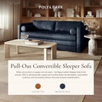 Poly & Bark Napa 82" Leather Pull‑Out Sleeper Sofa – Full‑Grain Italian Leather Upholstery,Tri‑Layer Mattress & Storage Console –Sophisticated Multi‑Functional Sofa Bed for Living Rooms & Guest Spaces