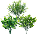 Ouddy Decor 6 Bundles Artificial Greenery Stems Mixed Fake Plastic Plants Eucalyptus Rosemary Faux Magnolia for Outdoor Indoor Garden Home Window Box Decor